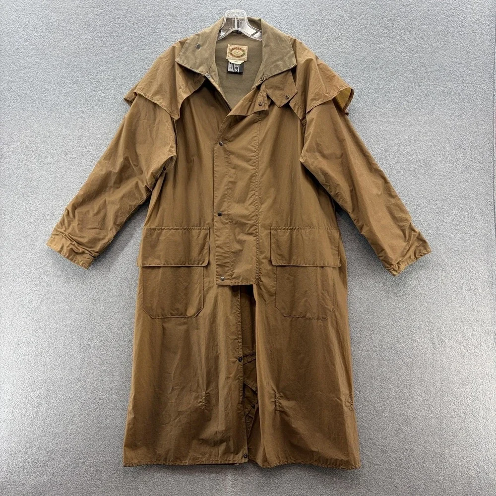 VTG 80s Banana Republic Coat Mens Small Brown Waxed Rain Duster England